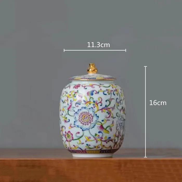 Enamelled Painted Pottery Pot Tea Caddy Ginger Jar Porcelain Canister Storage Tank Tea Organizer Desktop Storage Container