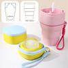 Silicone Ice Hockey Cup with Lanyard Ice Ball Maker Mold Straw Water Cup  for Home&Travel
