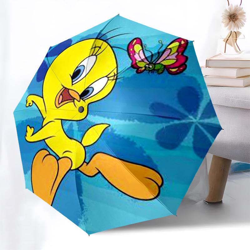 1pc Tweety Bird with Butterfly Umbrella with Plastic Handle,Cartoon Pattern,Suitable for All Seasons Multi-functional Umbrella467