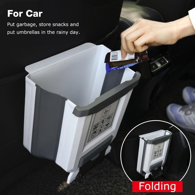Wall-Mounted Folding Trash Can Kitchen Cabinet Door Hanging Trash Can Bathroom Trash Storage Rack Car Folding Trash Can Trash Storage Tool