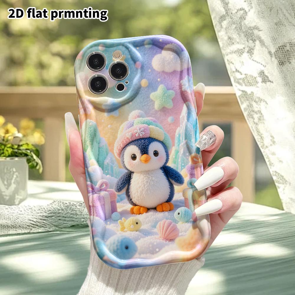 Phone Case: 2D flat, suitable for iPhone 18, 17, 16, 15, 14, 13, 12Pro protective case, cute little snow penguin, perfect Christmas and Halloween holi