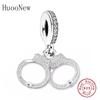 Fit Original Charm Bracelet 925 Silver Symbol Freedom Handcuffs Mix Zircon Bead For Making Women Berloque DIY