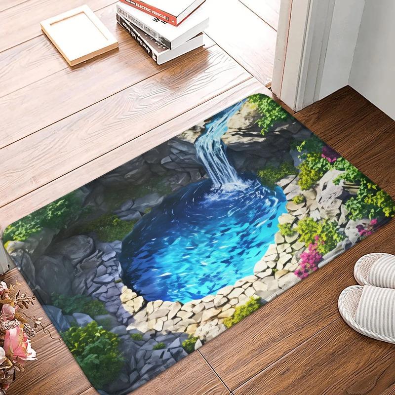 3D Cave Hole Doormat Anti-Slip Entrance Kitchen Bath Door Floor Mat Garden Rug Carpet Footpad