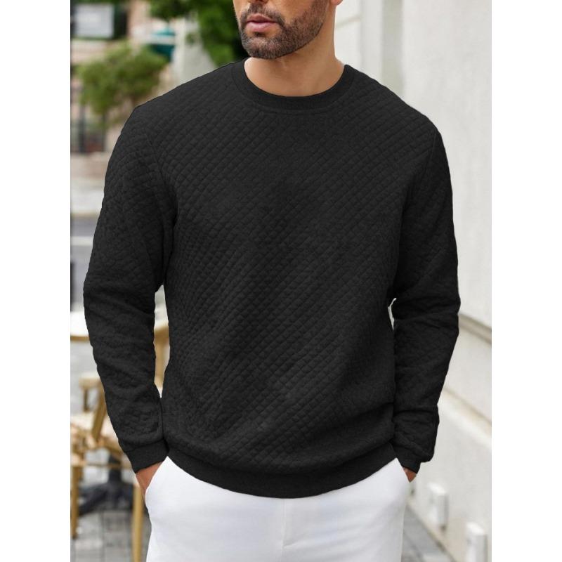 Neues Frühlings- und Herbst-Rundhals-Einfarbiges Waffel-Casual-Langarm-Pullover-Sweatshirt