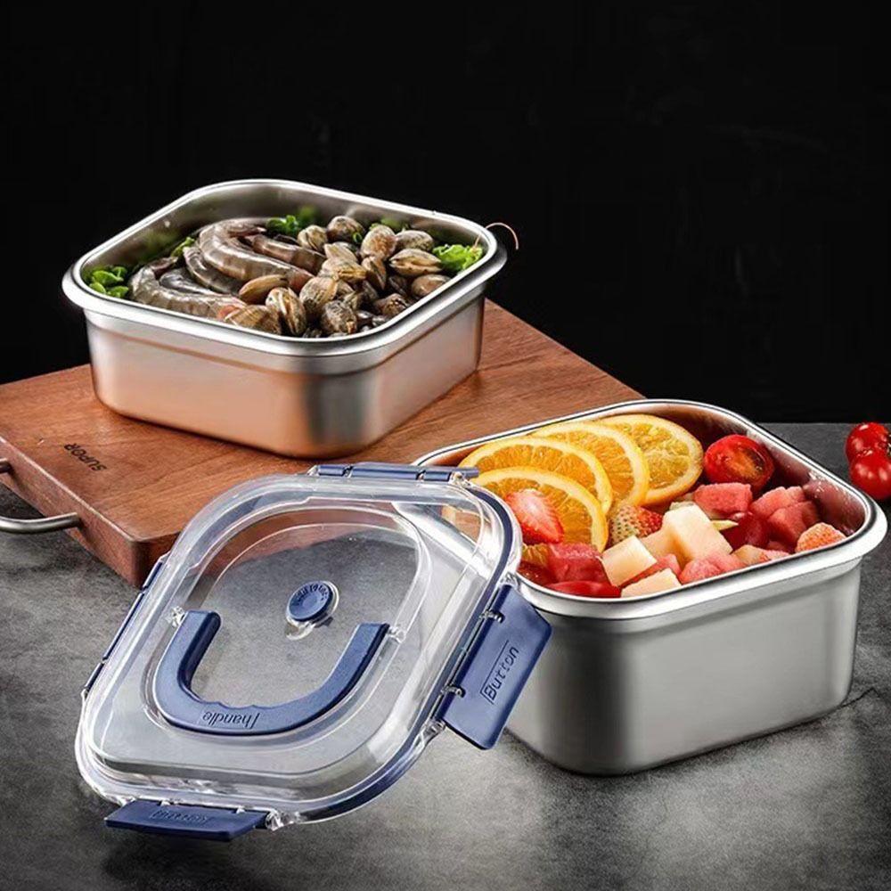 Stainless Steel Salad Fruit Food Container Sealed Anti-drip Large Capacity Lunch Box Camping Picnic Box for Fruit Salad Food