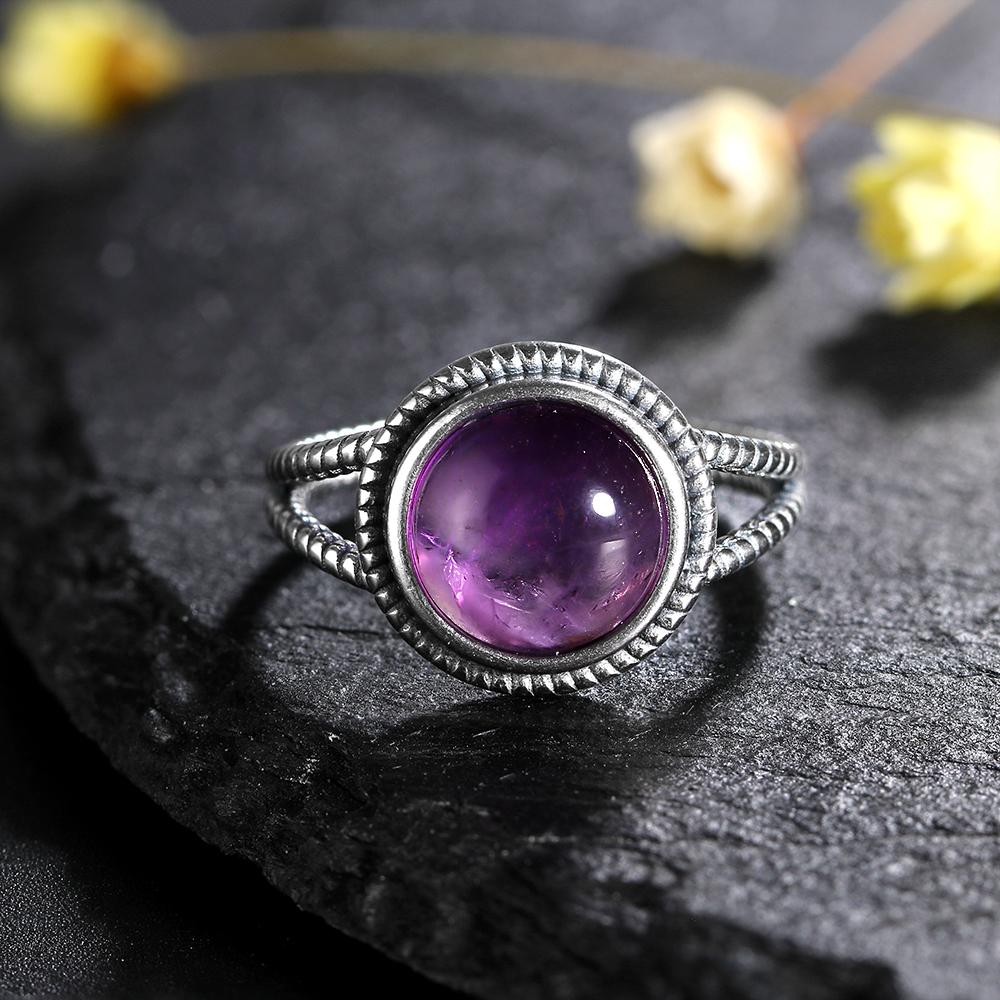CopperRings Natural Amethyst Gemstone Rings for Women Wedding Bands Anniversary Gift Fine Jewelry