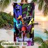 Rainbow Friends Beach Towel, Personalized Custom Text, Quick Dry Soft Large Towel For Swimming Pool Travel