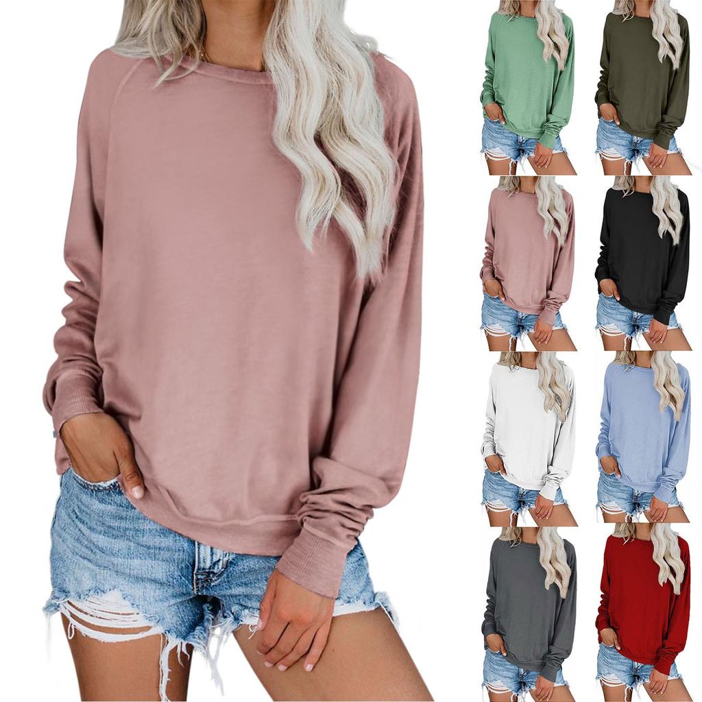 Womens Oversized Sweatshirt Tops Casual Blue Crewneck Long Sleeve Pullover Tops