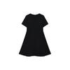 Fila Logo Solid Color Sports Casual Slim Fit A-Line Short Sleeve Dress Women Dresses Black F11W227308FBK