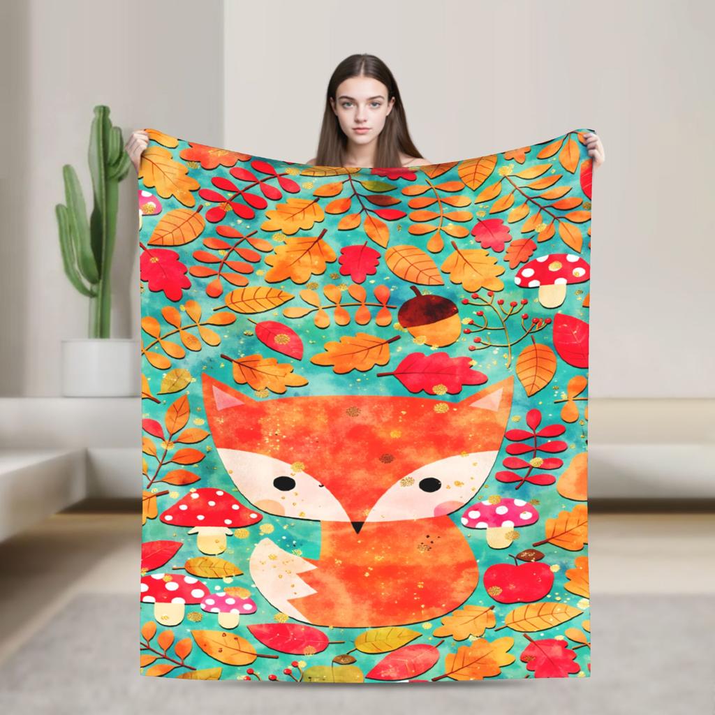 Süße Fuchs Flanelldecke Kinder Erwachsene Warm Weich Bettwäsche Decken Winter Wohnzimmer Tagesdecke Sofa Bettbezug