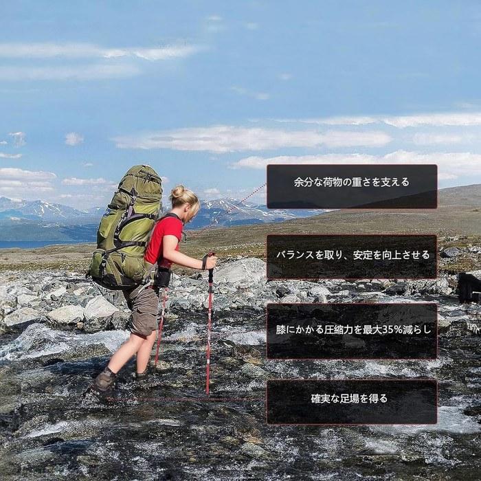 BISINNA Trekking Poles Folding Lightweight Hiking Sticks Set of 2 Compact Aluminum Adjustable Length 5-Section Telescoping Hiking Walking
