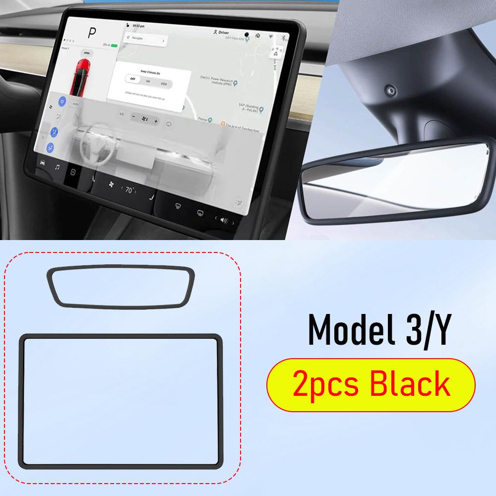 Protector Trim Frame for Tesla Model 3 Y Juniper Screen Edge Frame Rearview Mirror Cover Center Console Protective Accessories