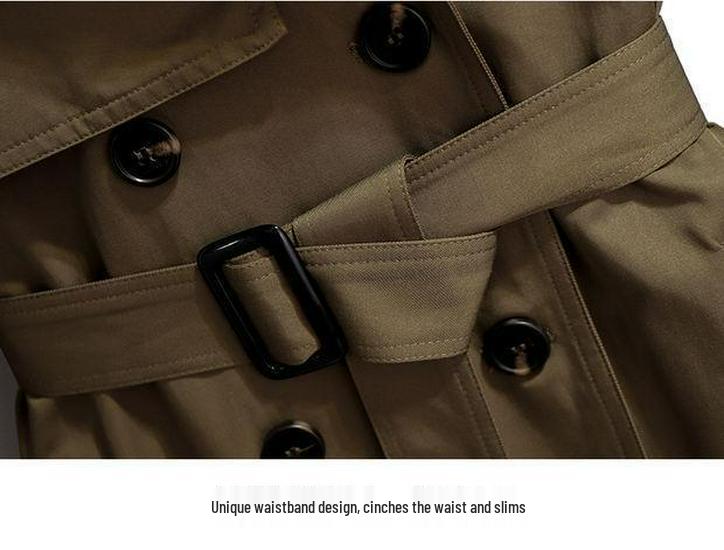 Petite Mid-Length Women's British-Style Trench Coat - Slimming Workwear for Spring & Autumn 2024