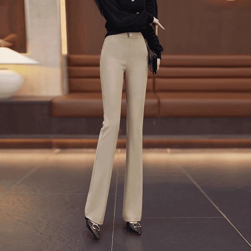 2026 Black High-Waist Slimming Micro-Flare Elastic Trousers - Women s Versatile Spring/Summer Casual Pants M (40-48 kg)