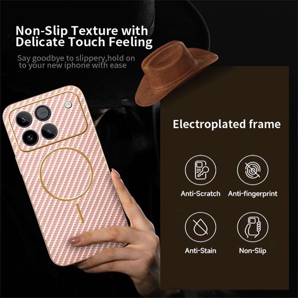 Pouzdro na telefon pro Honor Win 5G/Win RT 5G s texturou uhlíkových vláken, galvanicky pokovené TPU zadní kryt telefonu