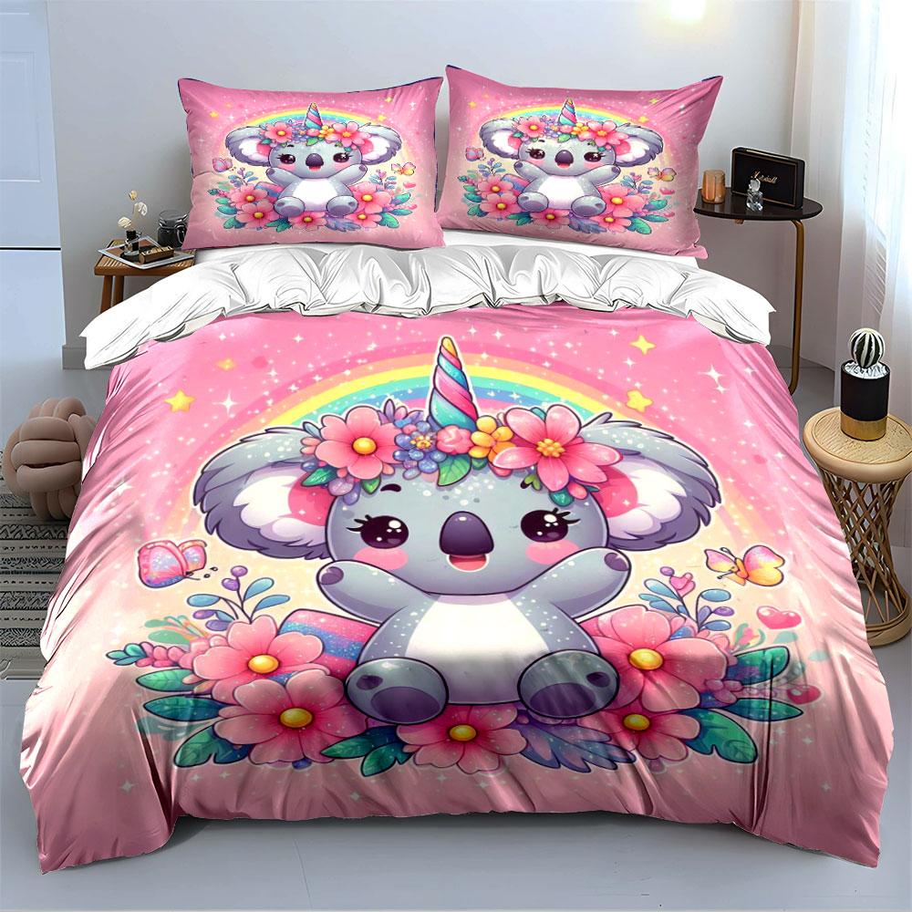 Süßes Koala Einhorn Bettwäsche Set Bettwäsche Bettbezug Set Bettbezug Kissenbezüge (1 * Bettbezug 2 * Kissenbezüge, ohne Bettdecke)