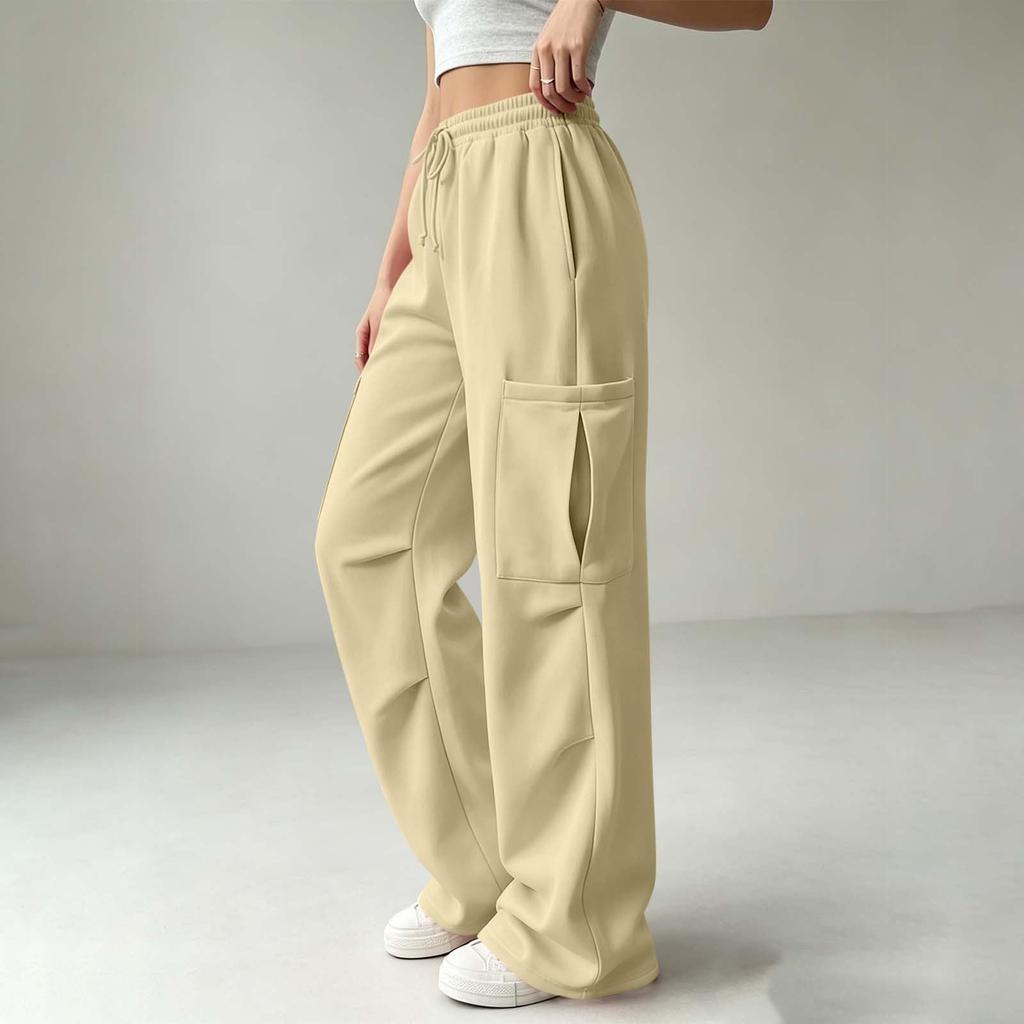 Lässige Damen-Sweatpants mit weitem Bein, elastischem Bund und für das Training