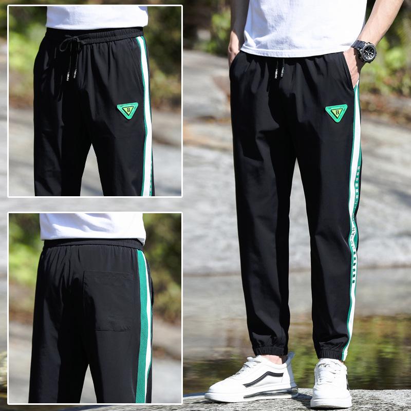 

Мужские белые высокоэластичные уличные повседневные спортивные брюки длиной до девяти точек - Лето 2025, не требующие глажки 38 чёрный