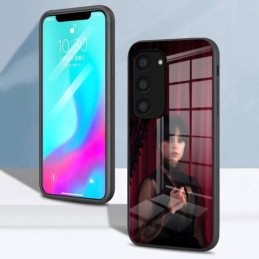 

Cool Girl W-WednesdayS A-Addams Phone Case For Samsung S26 S25 S24 FE S23 S22 S21 Plus S20 Ultra Note20Ultra Black Glass Cover Galaxy S24