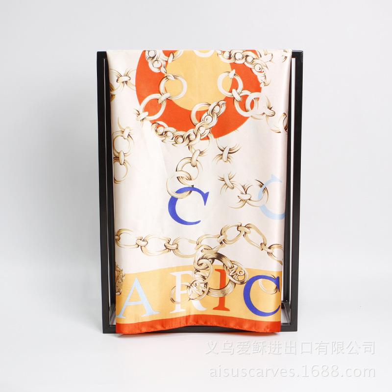 

Высококачественные роскошные шелковые шарфы, повязка на голову, шарфы, шейный шарф для женщин, шелковый шарф с цепочкой, женская декоративная шаль 90cm*90cm