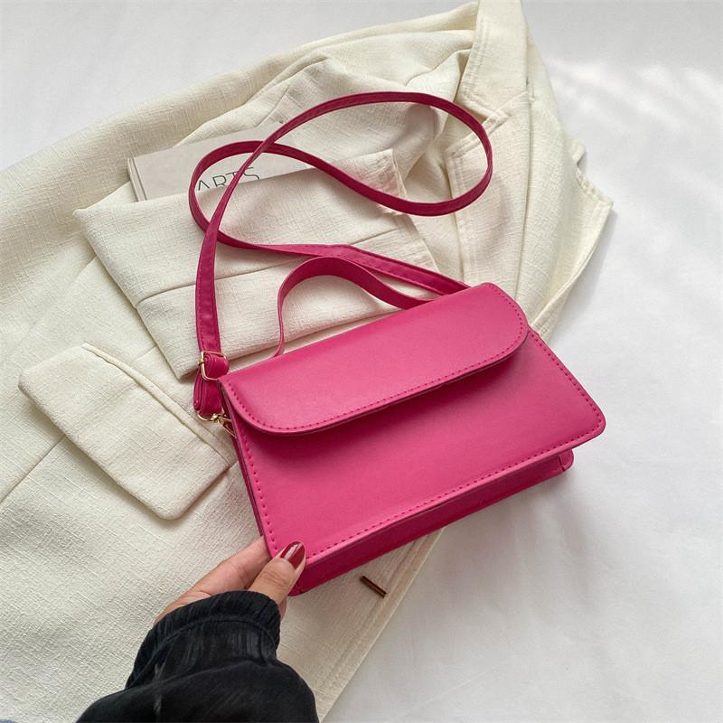Trendy Solid Color Handbag 2023 Autumn Winter New Korean Style Crossbody Bag розовый
