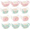 Tea Party Table Decorations Paper Teapot Vase 4-Design DIY Mother’s Day Ornaments Pink + Green 12PCS