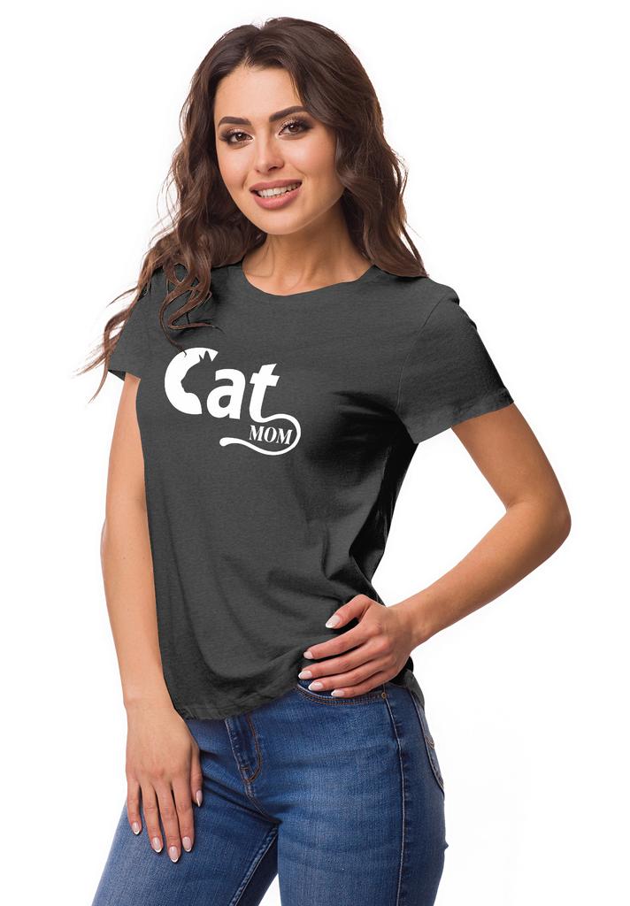 Inkmeso Crew Neck Cat Mom Graphic Tshirt Short Sleeve Women Cotton Tee