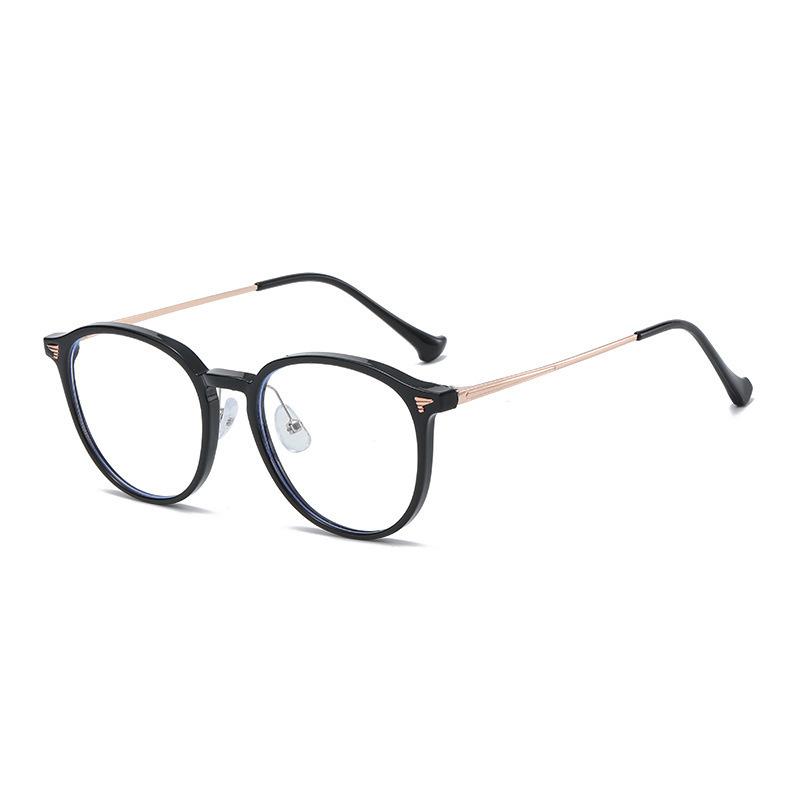 Myopia Glasses Retro Glasses Anti-Blue Light Glasses Plain Flat Glasses Cold Brown Can Be Matched With Degrees Round Frame Black Frame Anti-Fog