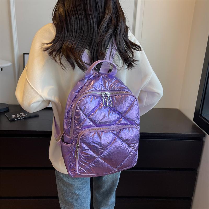 Pearlescent Padded Backpack for Women Winter Ultra-light Spatial Feminine School Bag