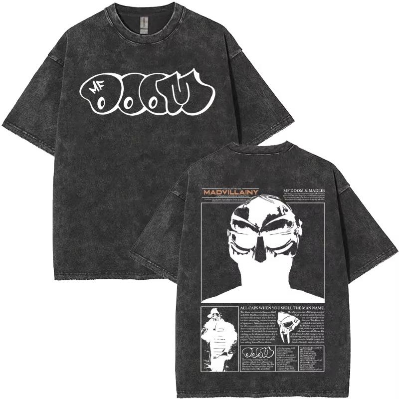 Rapper Mf Doom Turné 2026 Vintage Prané Trička Pánská Dámská Móda Oversized Trička Y2K Hip Hop Gotická Krátký Rukáv Trička
