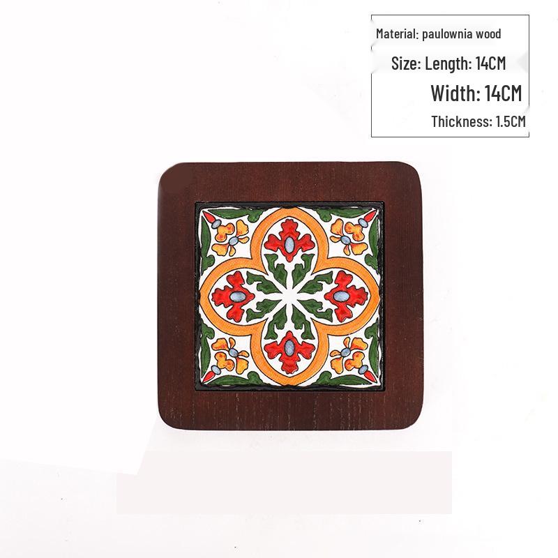 Retro Solid Wood Anti-Scalding Pot Mat and Coaster