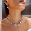 Diamond Full Zircon Bridal Necklace Earrings Set Wedding Dress Dress Dress Dinner Accessories Jewelry