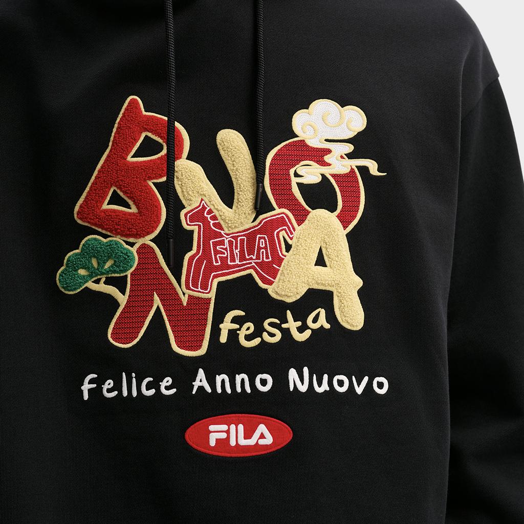 Fila CNY Bereit zum Abheben Frühjahrsmode Trendig Retro Sportlich Lässig Vielseitig Bequem Baumwolle Hoodie Lockerer Schnitt Unisex Hoodies Schwarz F11M619225FBK