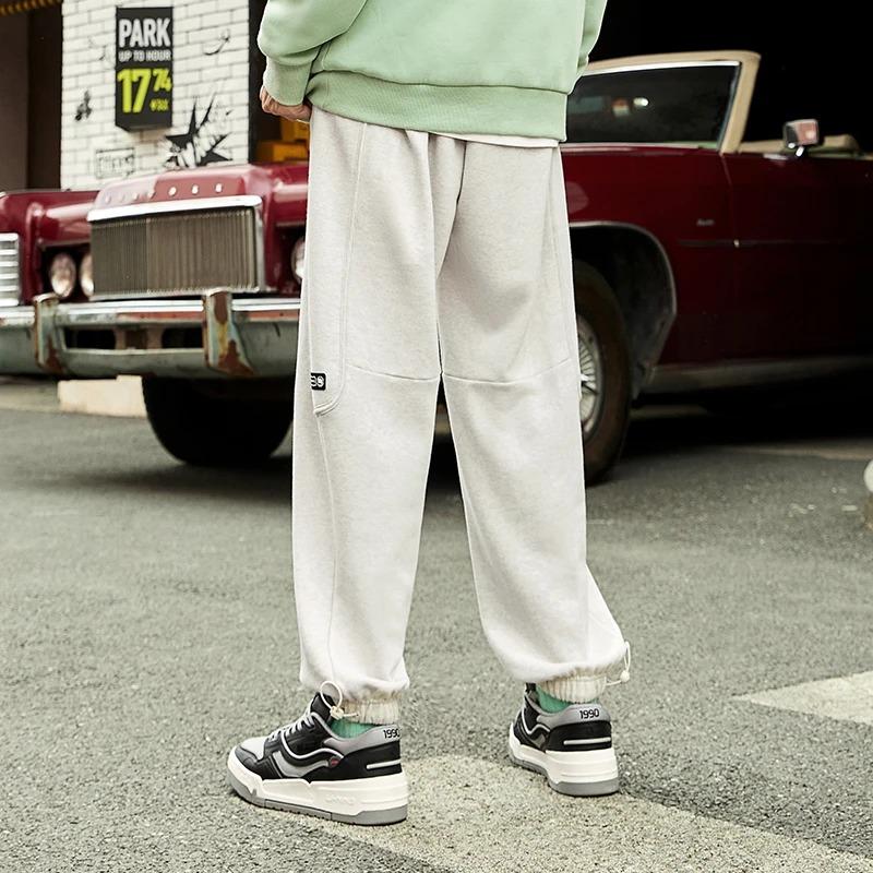 Li-Ning Badfive Tactical Series Solid Color Cuffed Loose Knit Sports Pants Men Bottoms Floral-Grey AKLS643-1