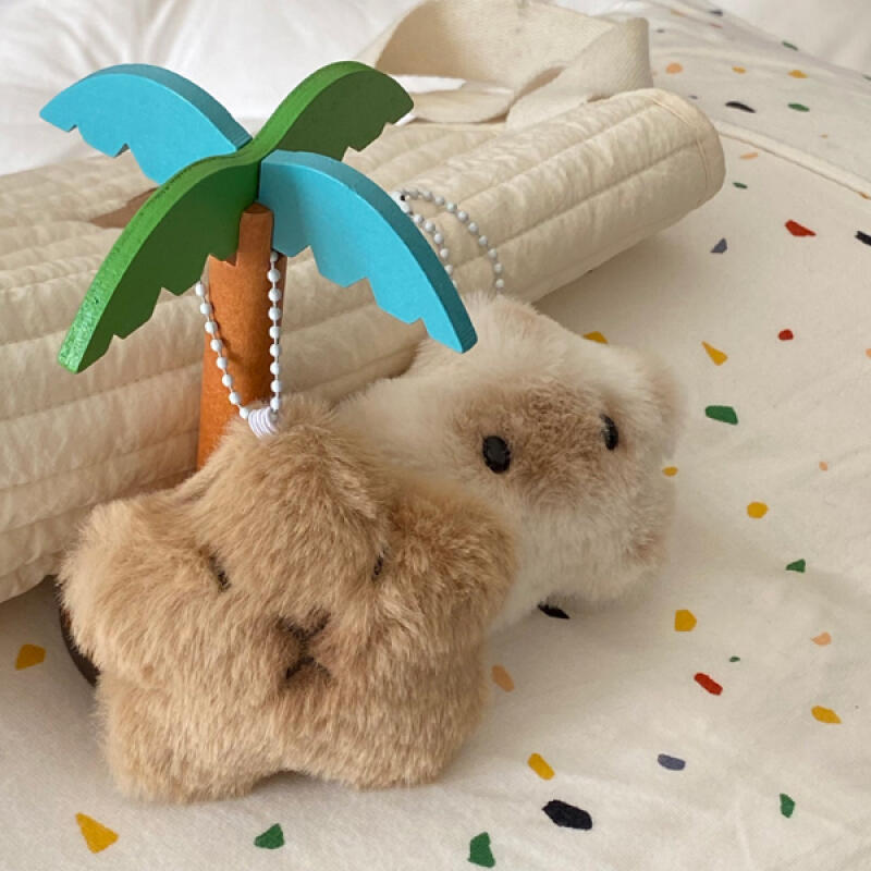 Tender Shooting Star Fluffy Plush Keychain ivory