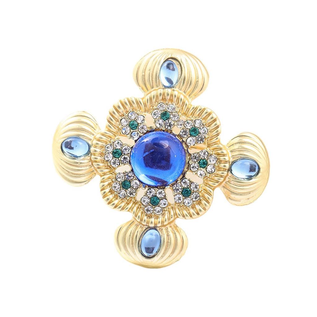 Vintage Fashion Brooch Niche High-End Sense Rhinestone Personalized Alloy Crown Corsage Bow Pin Accessories