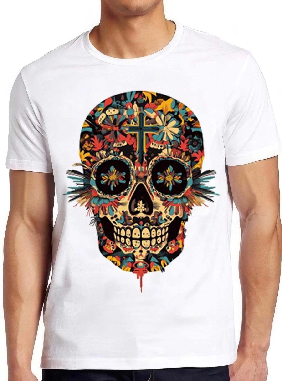 Sugar Skull T Shirt Calavera Art Mandala Present Funny Cool Gift Tee 2346 XS