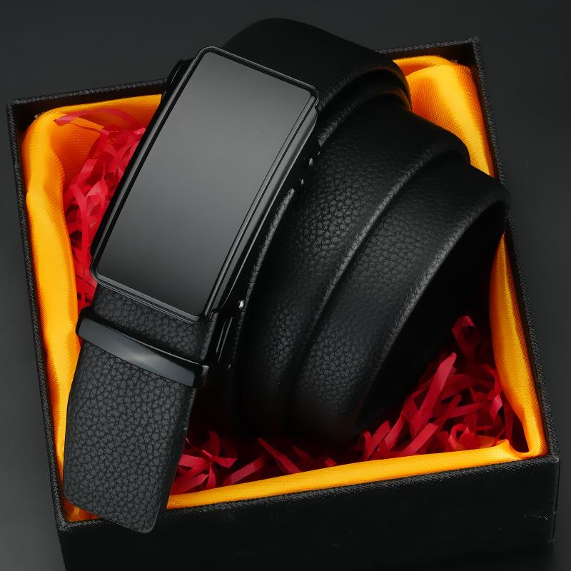First Layer Cowhide Men's Belt New High End Business Automatic Buckle Cowhide Trousers Belt Middle Aged and Young Trousers Belt