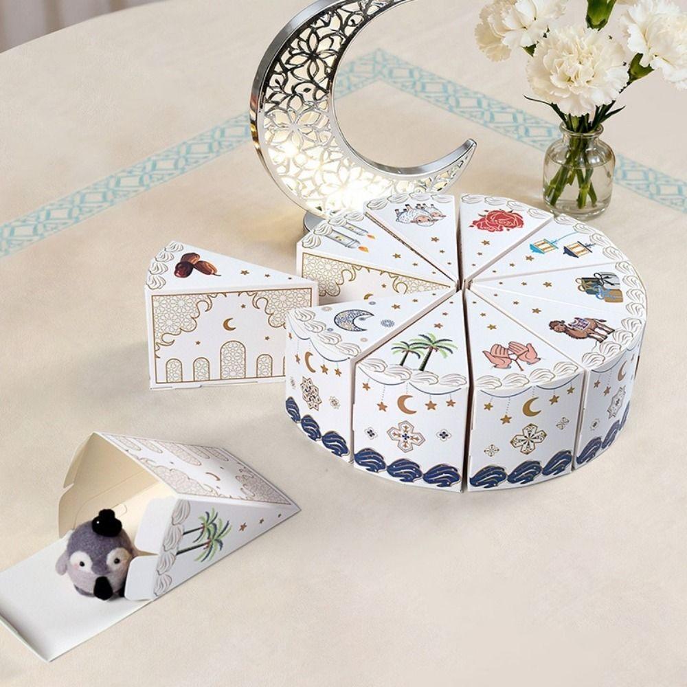 10 Pieces/Bag Creative Paper Cake Shaped Gift Box Middle East Triangular Ramadan Gift Packaging Box Cute Present Box Party