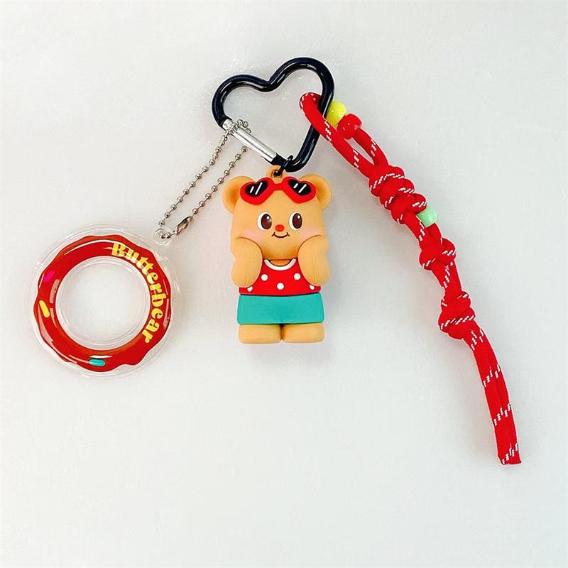 Little Bear Naughty Cool Pants Cartoon Keychain: Cute Couple & Bestie Bag Charm