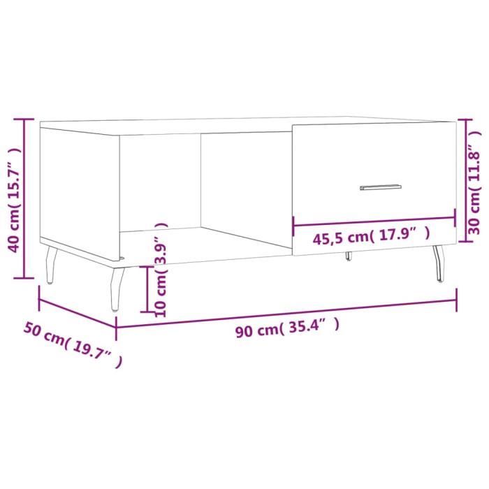 VidaXL Coffee Table White 90x50x40 Cm Engineered Wood 829228
