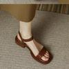 Ladies Shoes with Low Heels Footwear Outdoor Sandals for Women Beige Summer 2025 One Word Square Chic and Elegant Wholesale