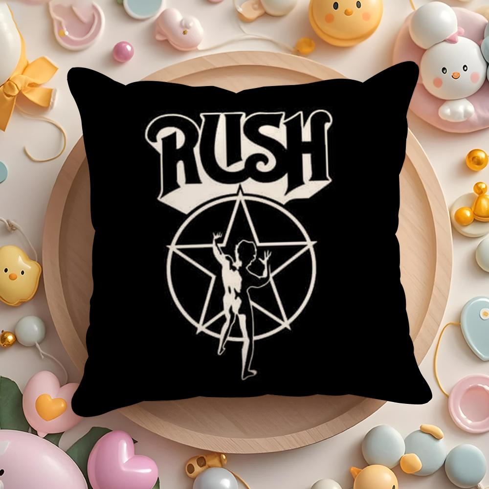 ROCK BAND R-RUSH Pillow Case Plush Fabric Soft Double-Sided Printed Sofa Home Decor Fine Winter  Gift Cushion Cover