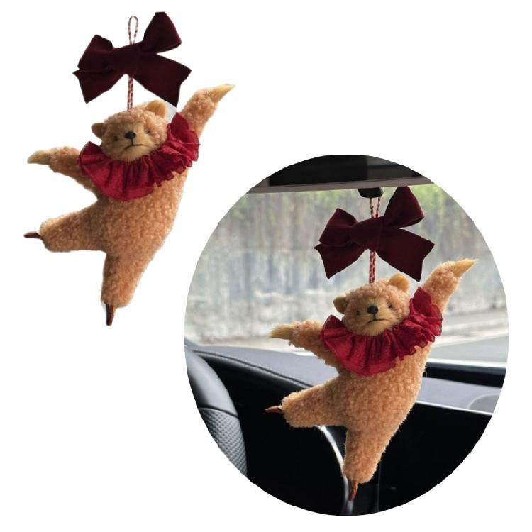 Ballet Bear Keychain Plush Hanging Ornament for Bags Keys Car Interior Pendant Decoration Daily Use Keyring Accessories