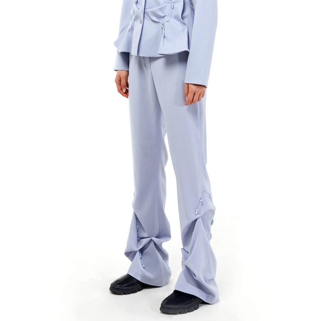 Kimjisu Dozi - Beaded Slim Trousers _ Sky Blue