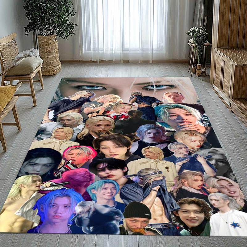Felix Kpop Stray Kids Star Living Room Non-Slip Area Rug Soft Carpet for Bedroom Kids Playroom Sofa,Home Decor Doormat Gift 40x60cm