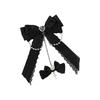 Lace Design Gothic Hair Clips Rhinestone Decoration Chain Detail Lace Bow Hair Clips Cross Pendant Bow Shape Side Barrettes