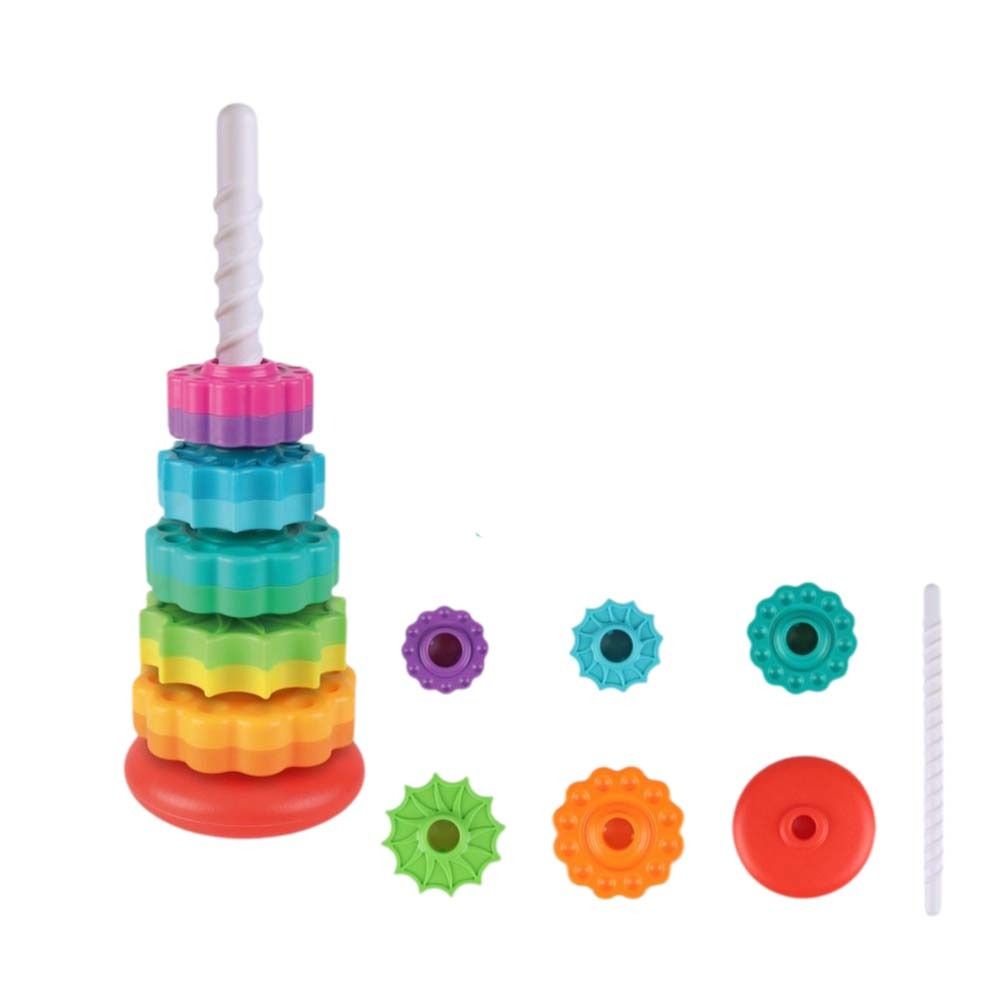 Safety Rotating Rainbow Tower Montessori Colored Children's Toys  Birthday Gitfs