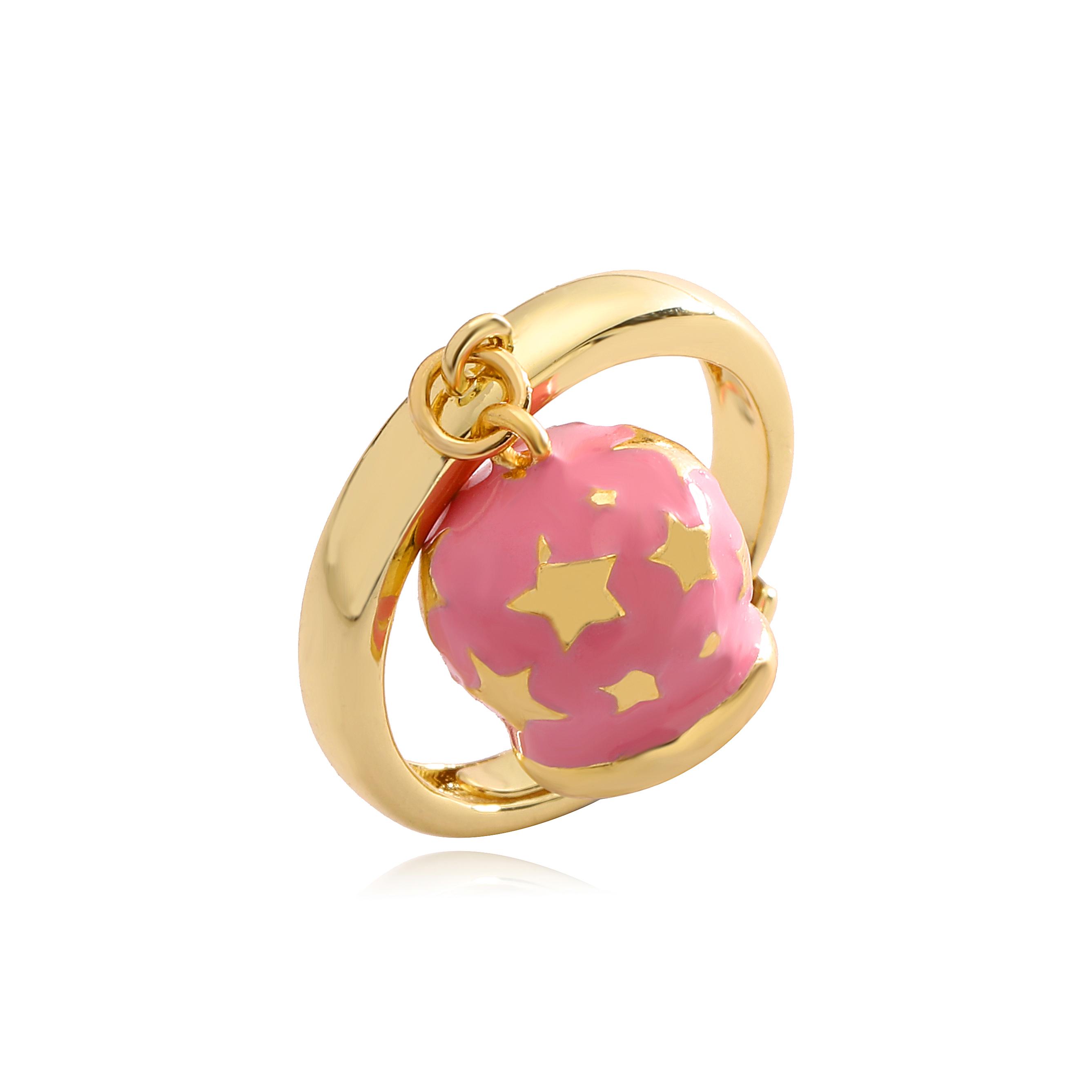 

HECHENG, Hot Sale New Cute Simple Star Dangler Bell Ring Unique Opening Adjustable Statement Zircon For Women Birthday Gifts resizable розовый