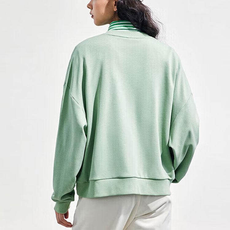 Anta Printed Letter Round Neck Pullover Sweatshirt Women Sweatshirt Stone-Green 962348707-2